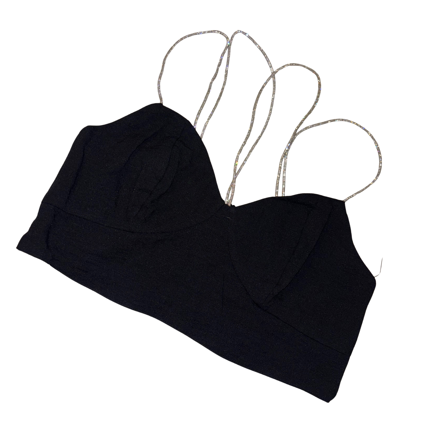 H&M Black Diamanté Strap Crop Top