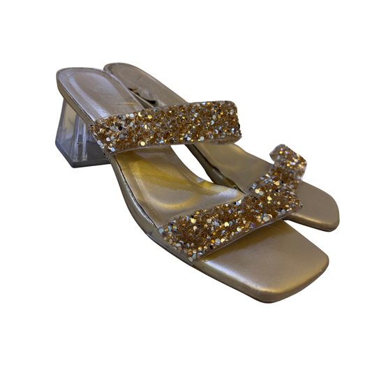 Gold Glitter Strap Heels