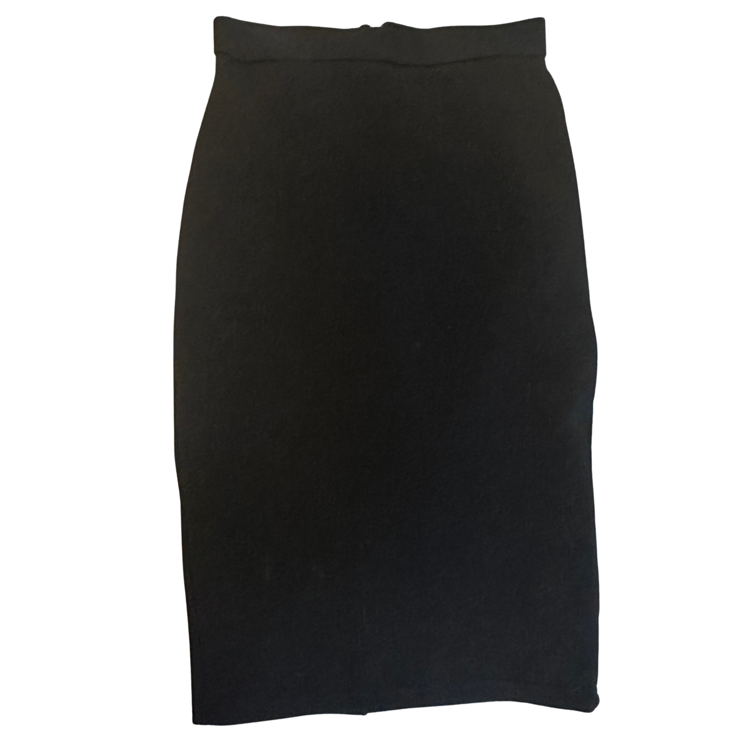 Topshop Black Ribbed Fitted Midi Skirt