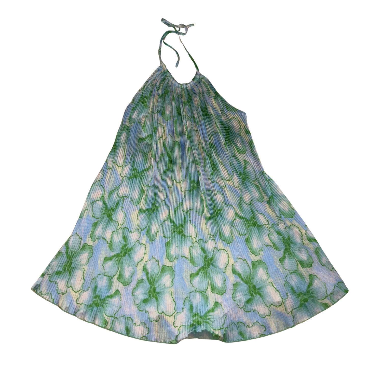 Floral Halterneck Plisse Mini Dress