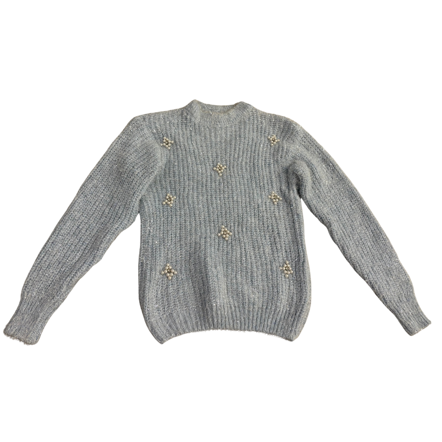 Blue Fluffy Embellished Jumper