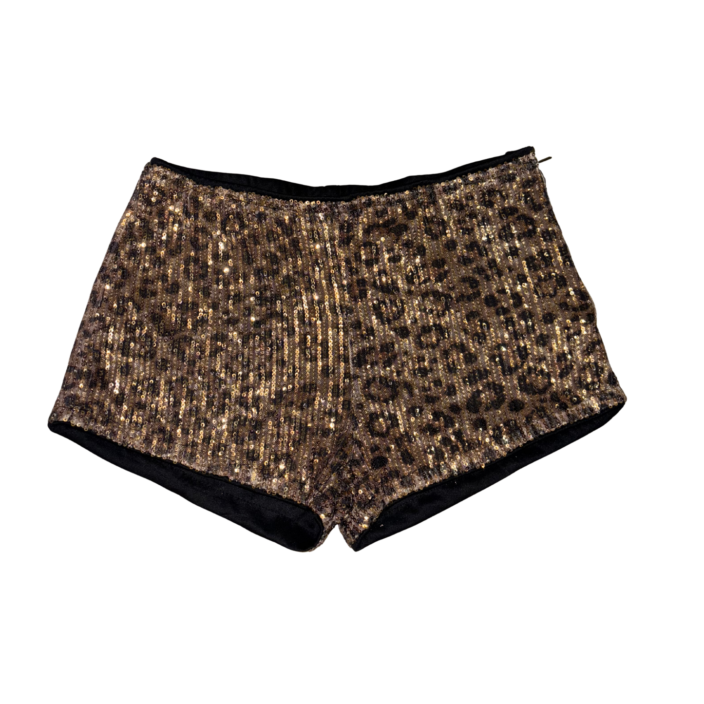 Leopard Print Sequin Mini Shorts