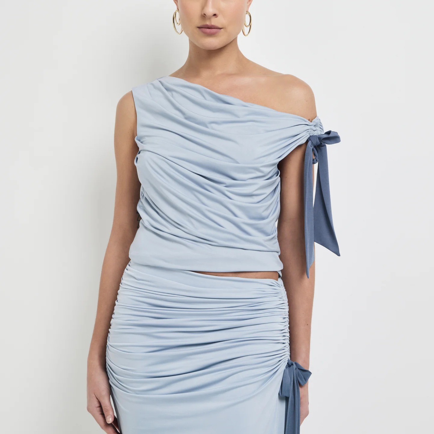 Sheike ‘Leon’ Blue Asymmetric Ruched Top
