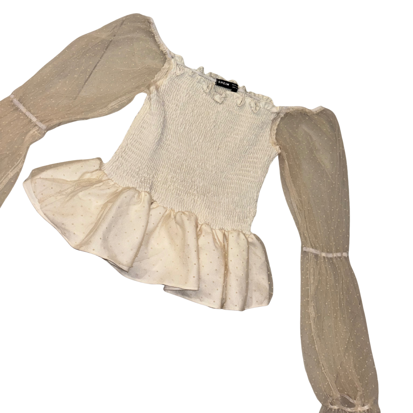 Cream Bubble Sleeve Top
