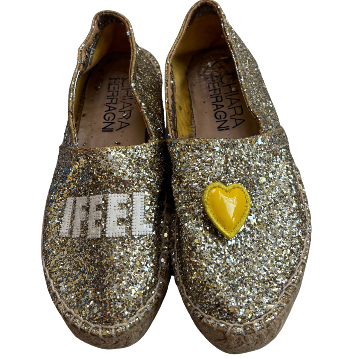 Chiara Ferragni Gold Glitter Slip-Ons