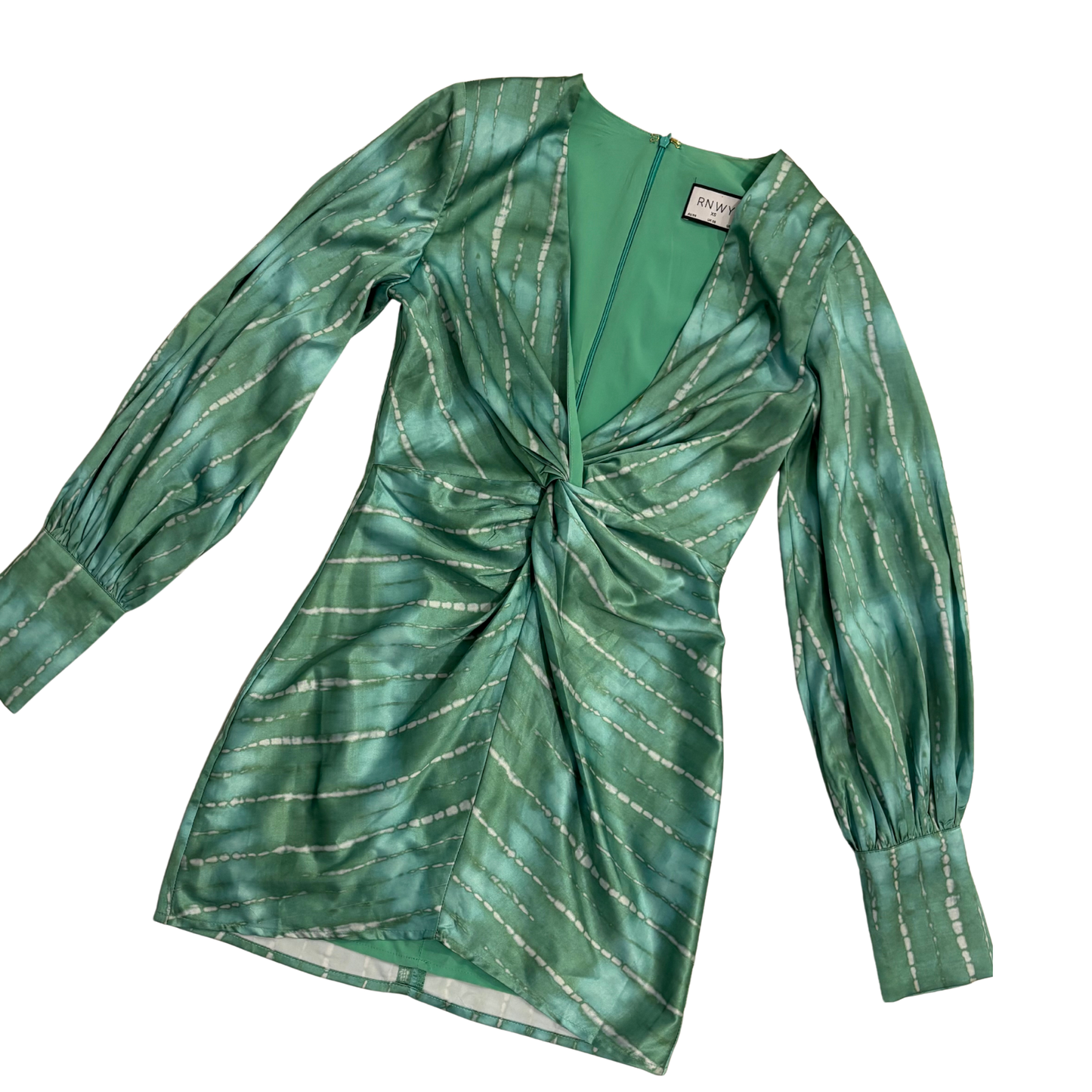 RNWY Green Satin Mini Dress