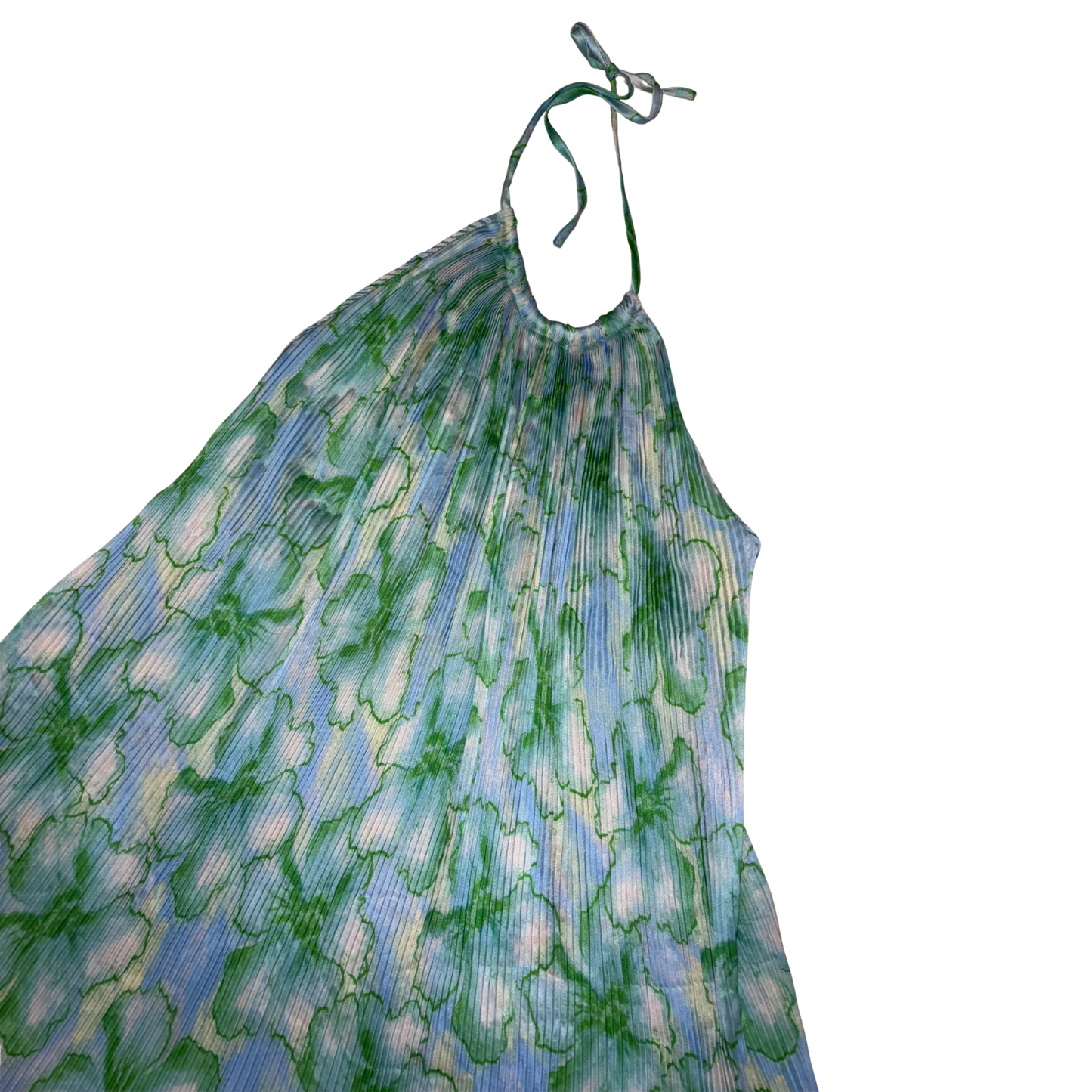 Floral Halterneck Plisse Mini Dress