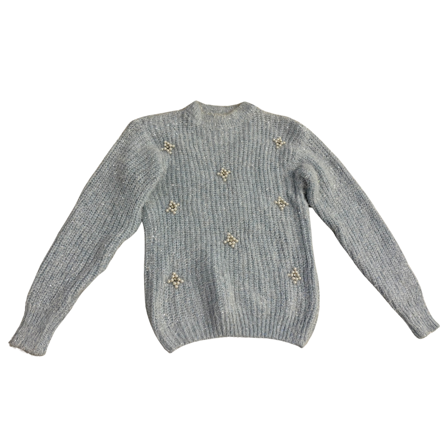 Blue Fluffy Embellished Jumper