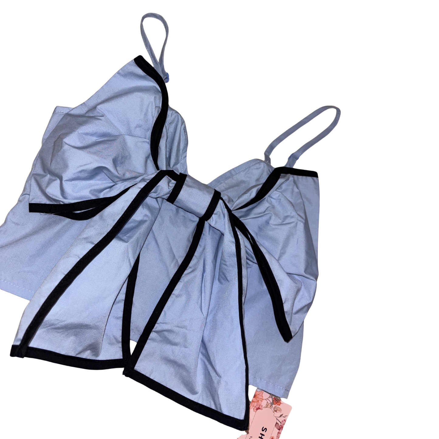 Blue Bow Front Crop Top