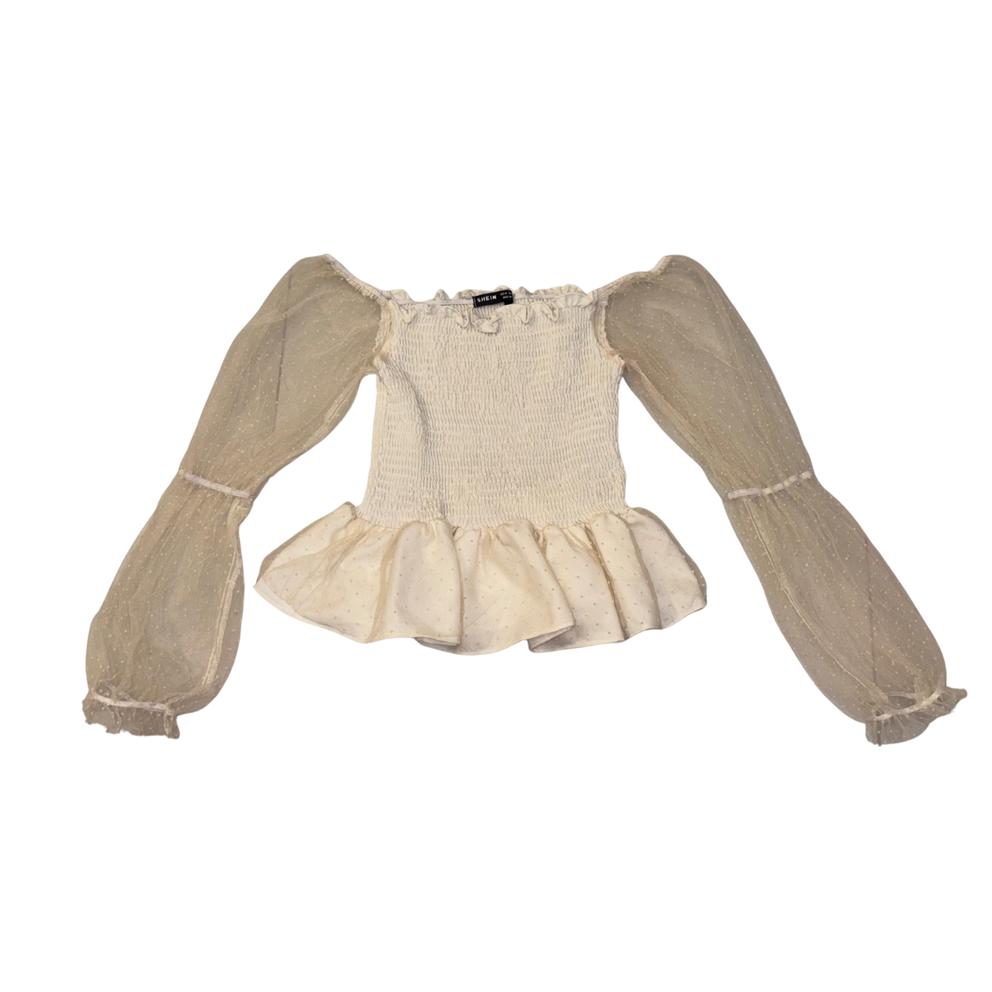 Cream Bubble Sleeve Top