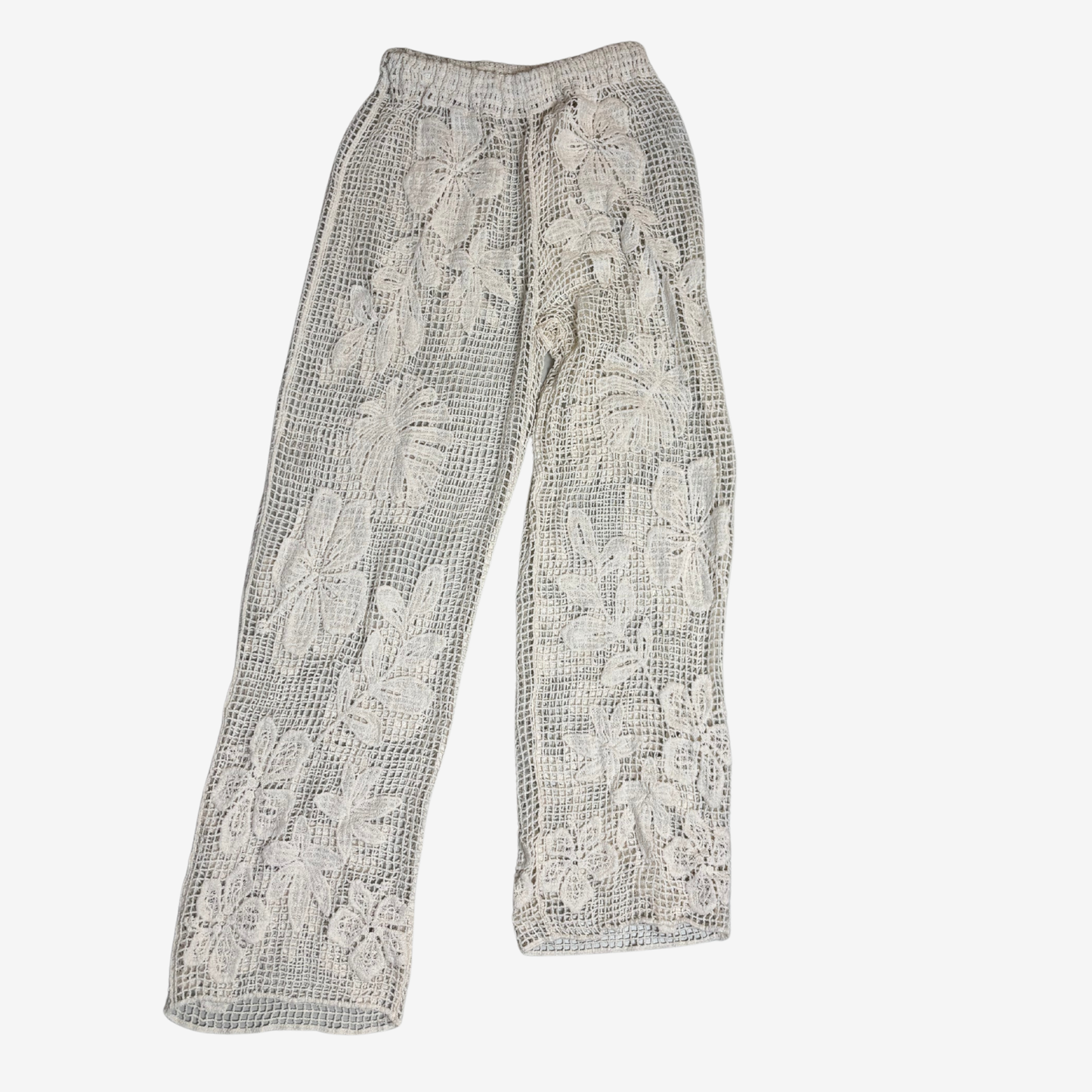 Cream Crochet Flower Detail Trousers