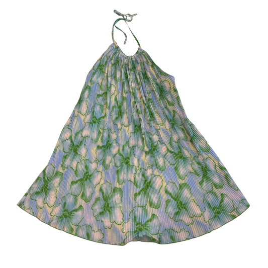 Floral Halterneck Plisse Mini Dress