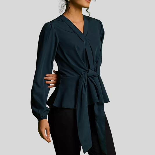 River Island Green Tie Front Top