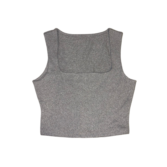 Grey Square Neck Crop Top