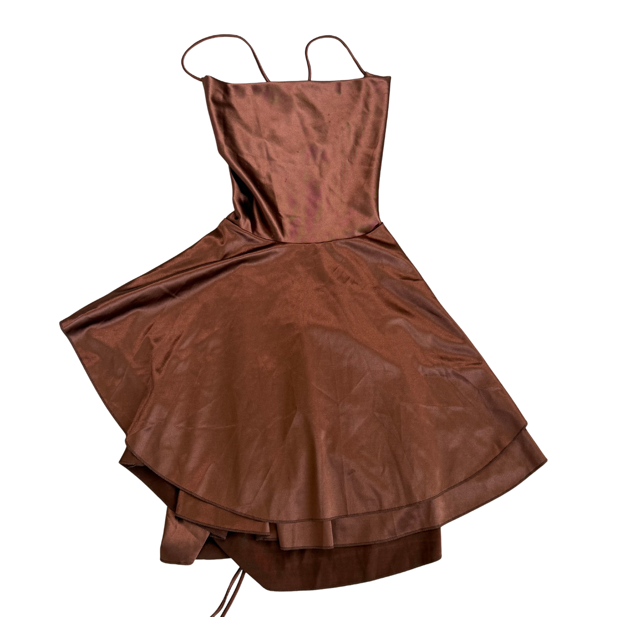 Brown Satin Mini Dress