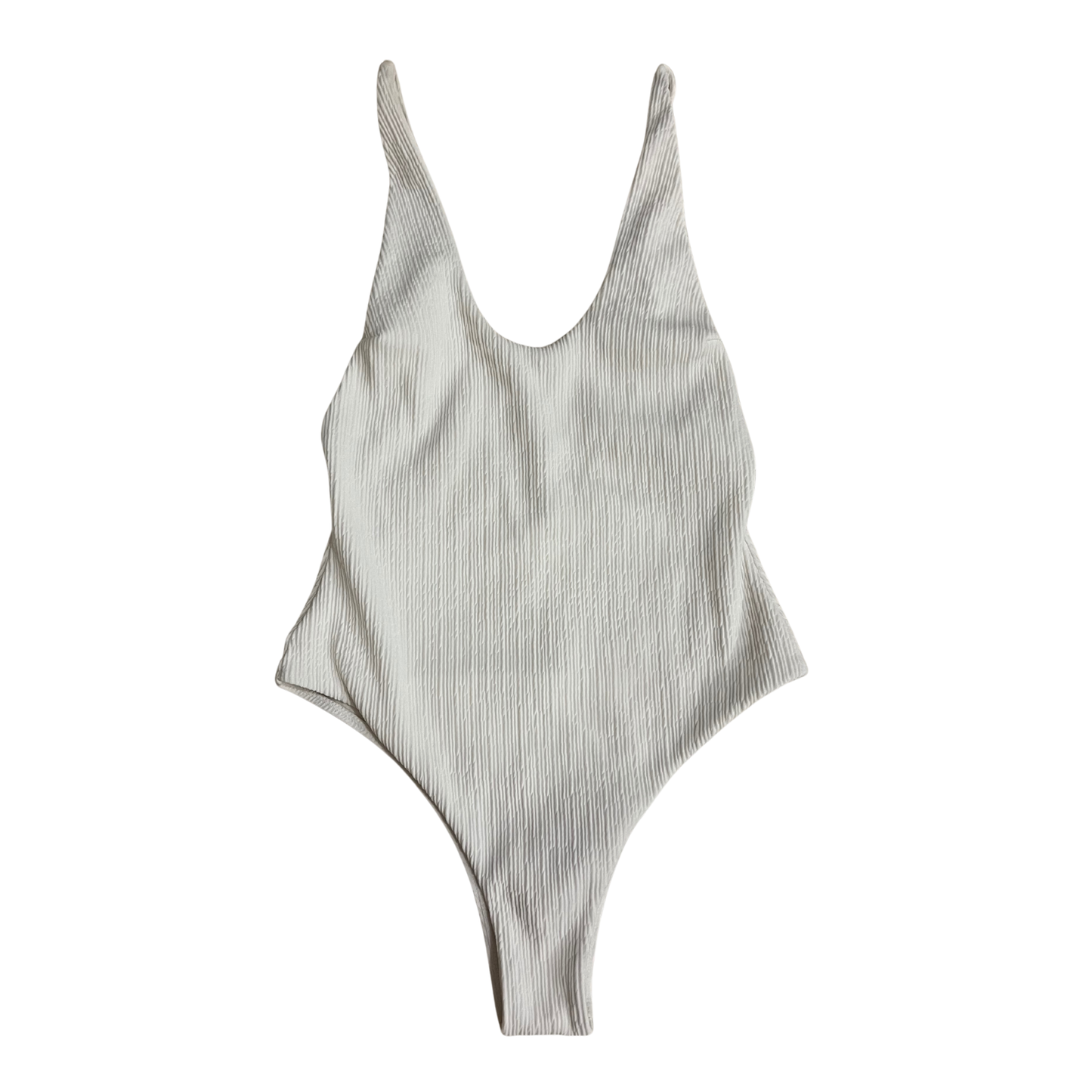 White Ribbed Low Back Swimsuit