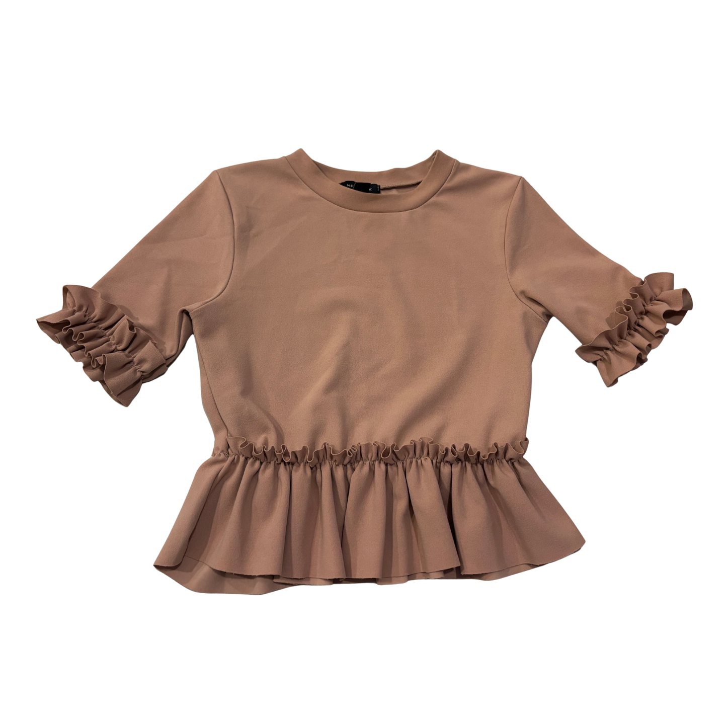 New Look Dusty Pink Frilly Short Sleeve Top