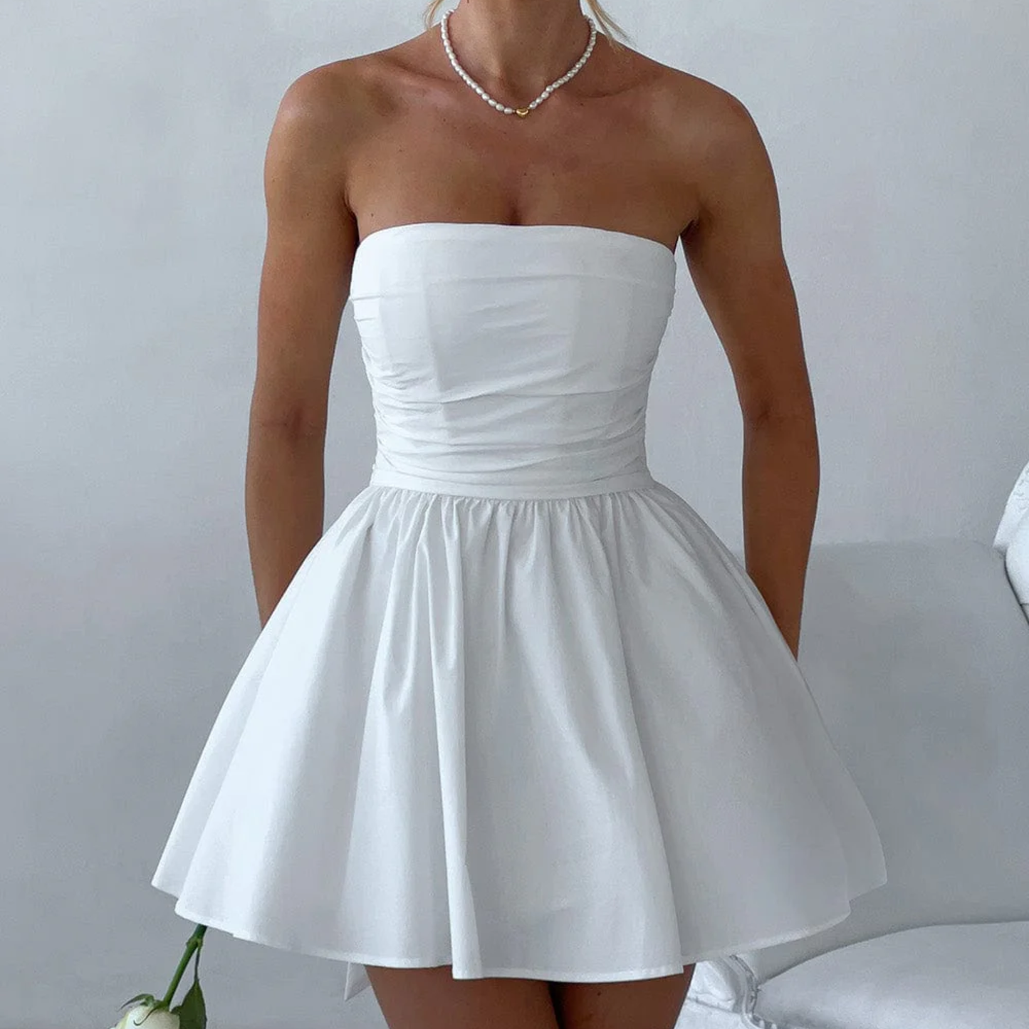 Babyboo 'Katrina' White Bandeau Mini Dress
