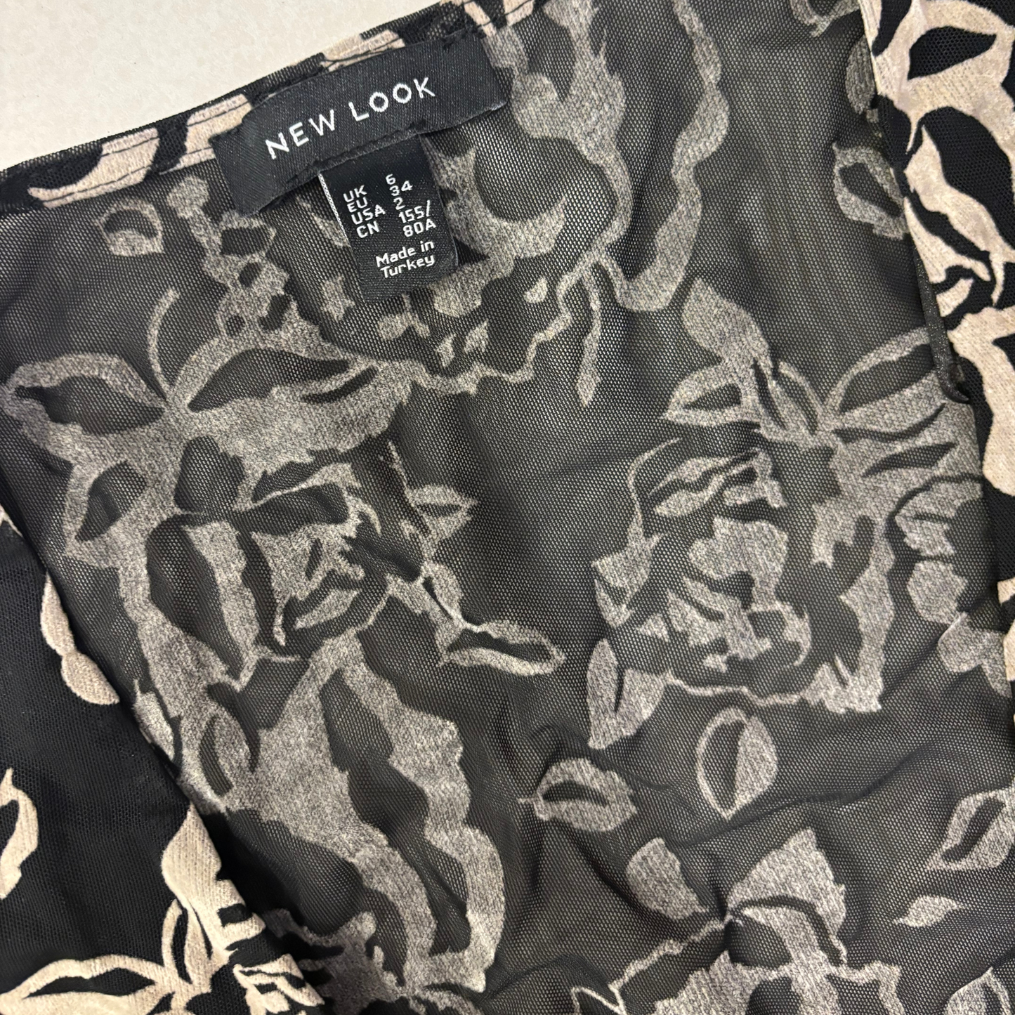 New Look Black Floral Print Top