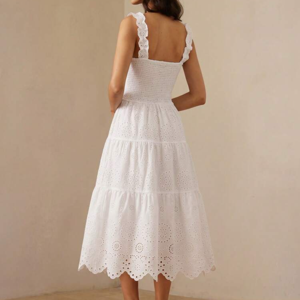 White Embroidered Midaxi Dress