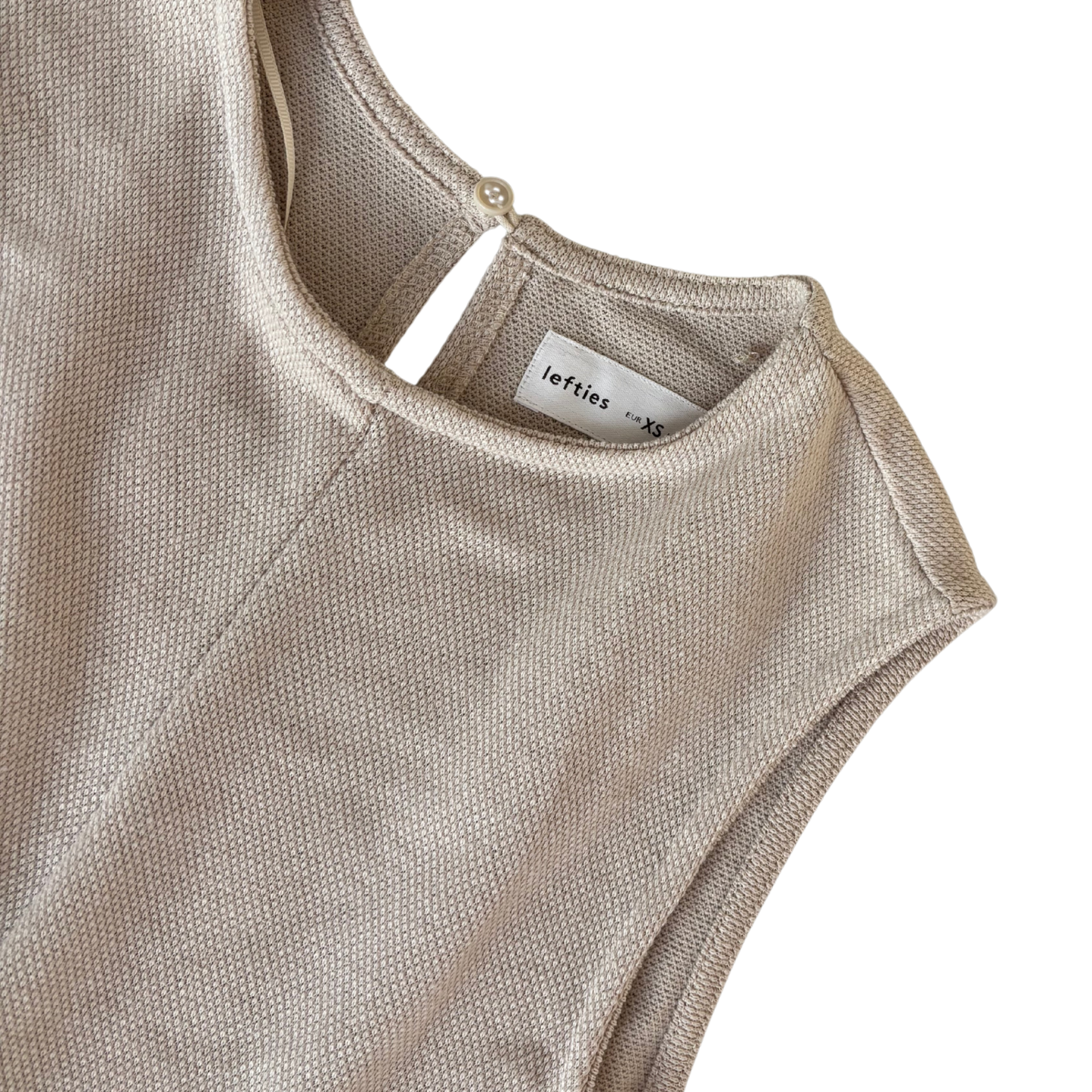 Lefties Beige Wide Leg Racer Neck Jumpsuit
