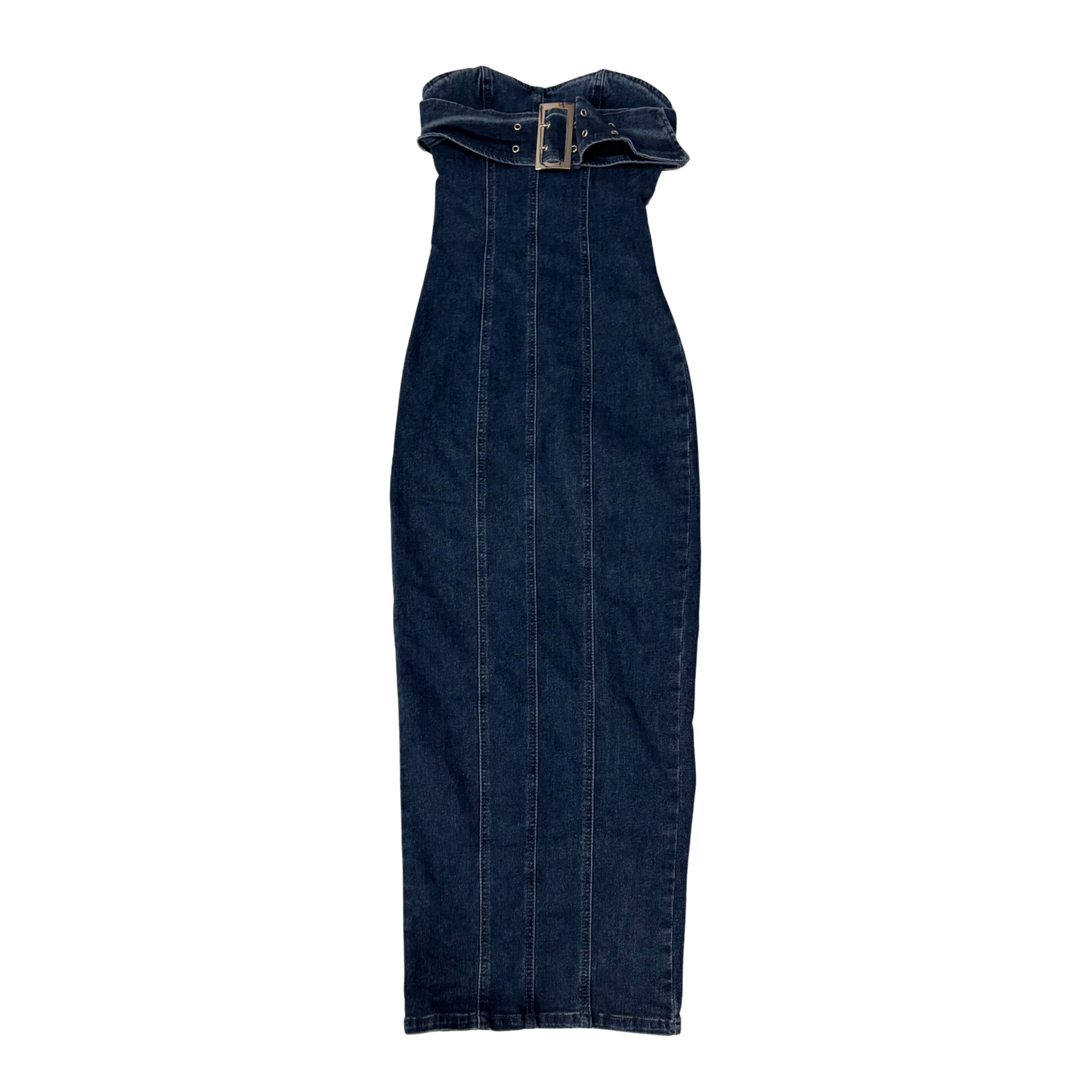 PLT Blue Denim Buckle Front Maxi Dress
