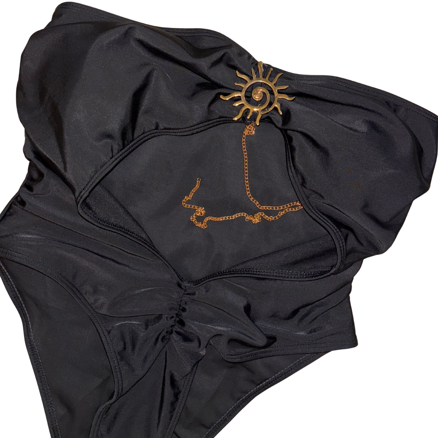 Black Cut-Out Ruched Swimsuit