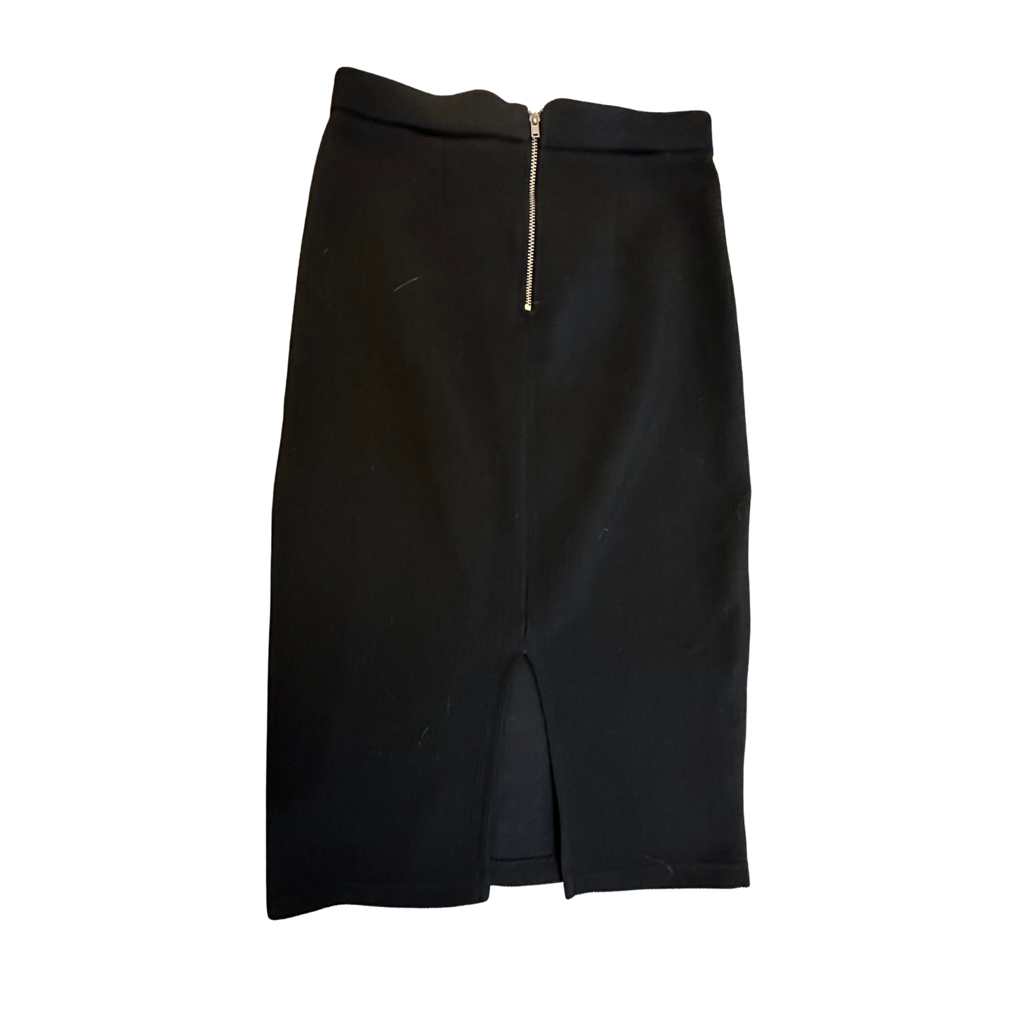 Topshop Black Ribbed Fitted Midi Skirt