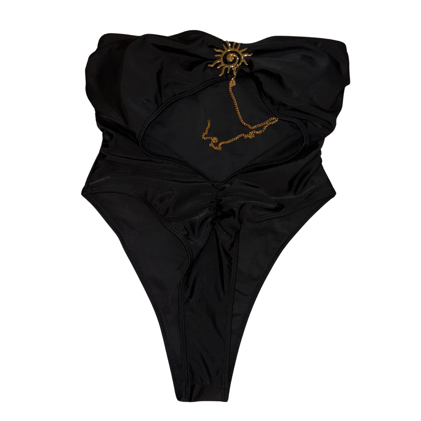Black Cut-Out Ruched Swimsuit