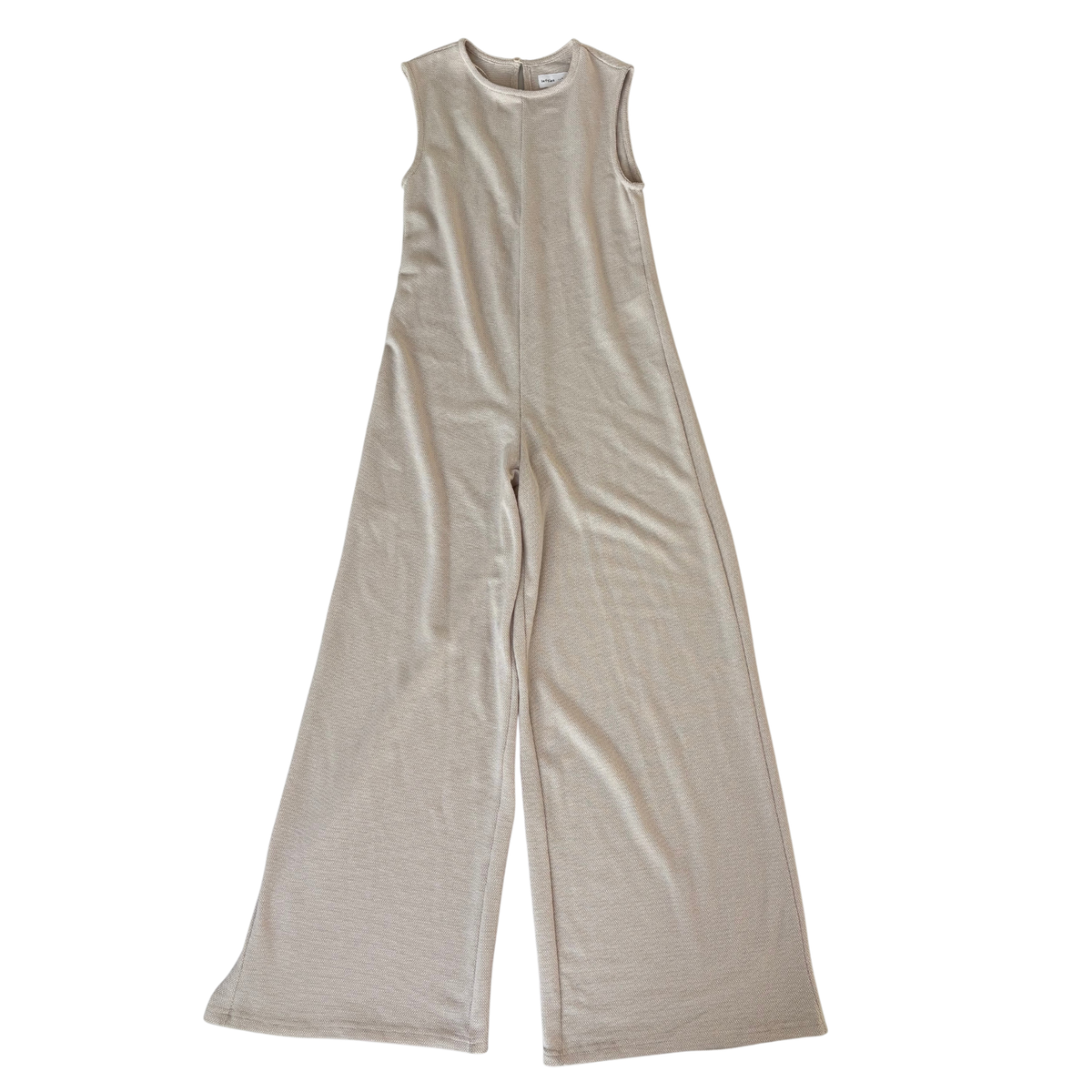 Lefties Beige Wide Leg Racer Neck Jumpsuit
