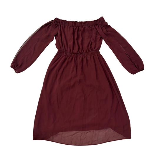Off Shoulder Burgundy Mini Dress