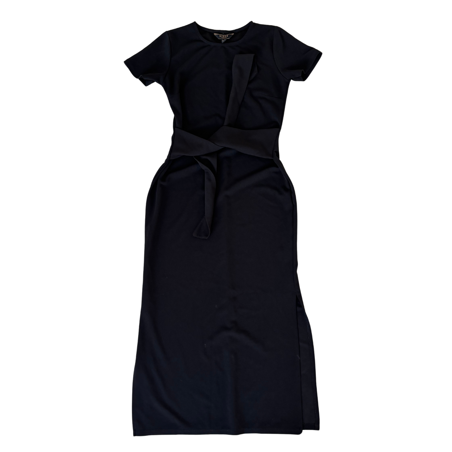 Lipsy Black Tie Waist Midi Dress