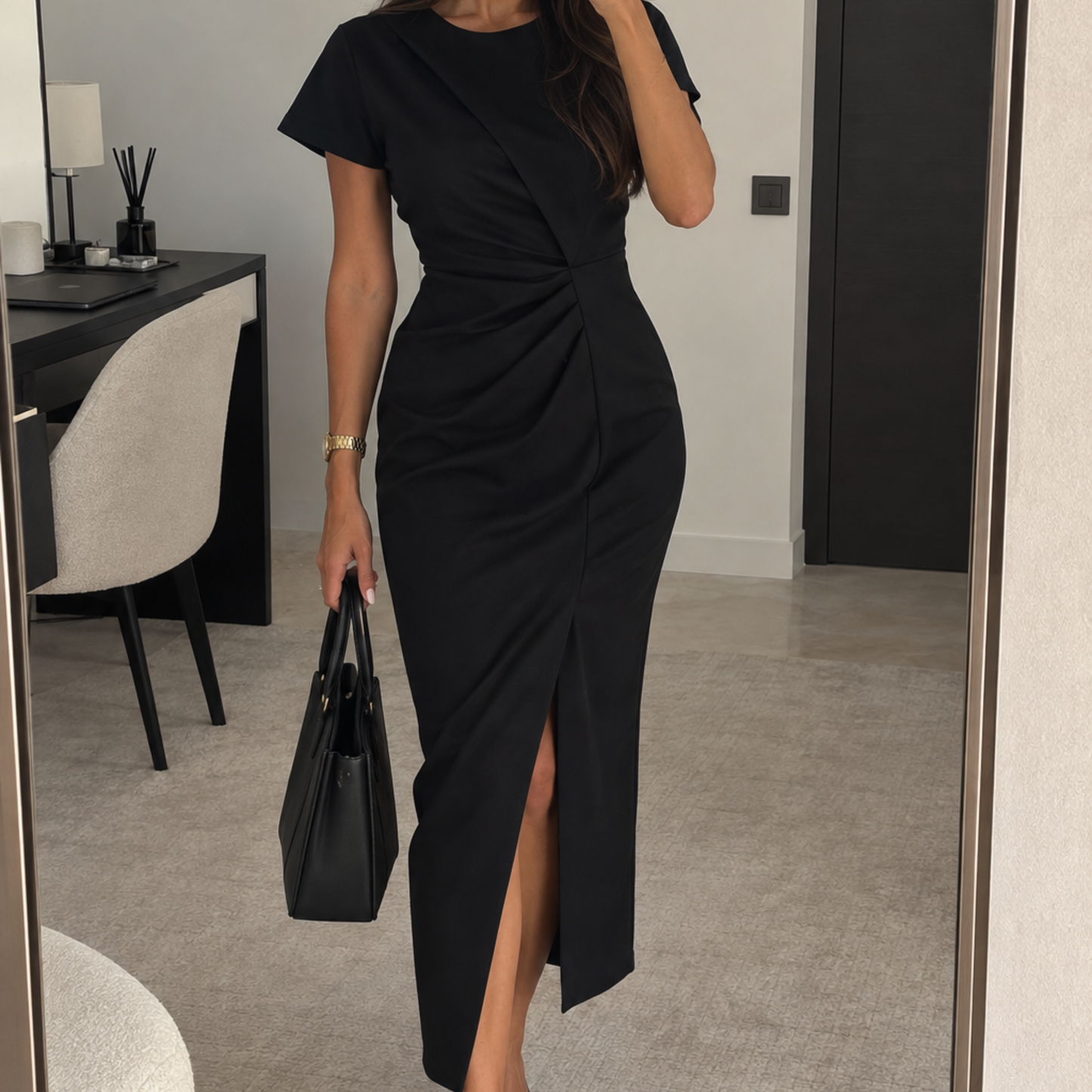 Lipsy Black Tailored Midi Dress