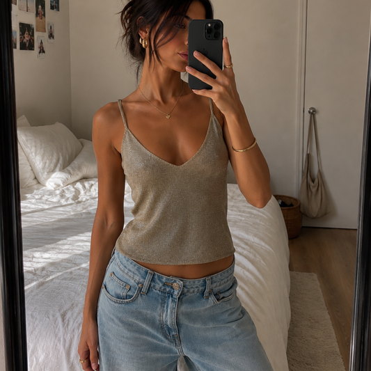 Amisu Gold Knitted Top
