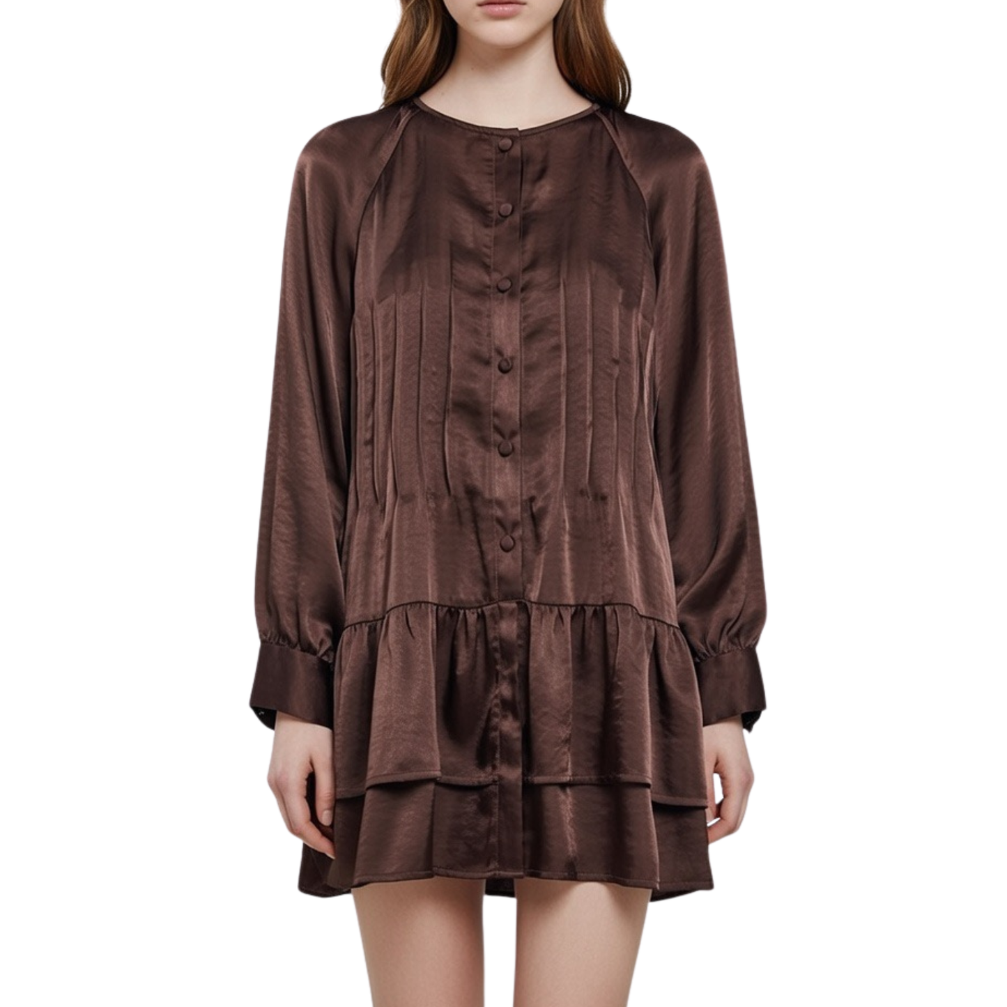 Vita Grace Brown Satin Mini Dress