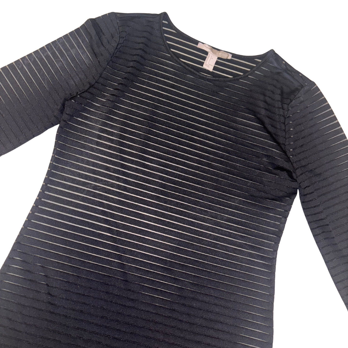 Forever 21 Black Sheer Striped Mini Dress