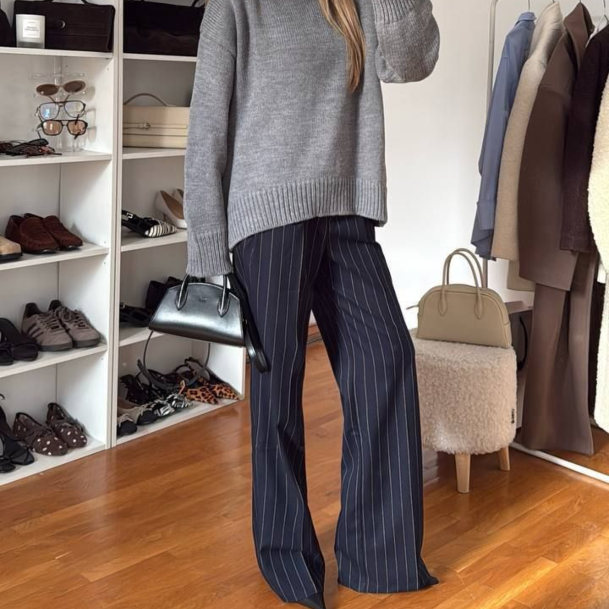 Zara Pinstripe Wide Leg Trousers