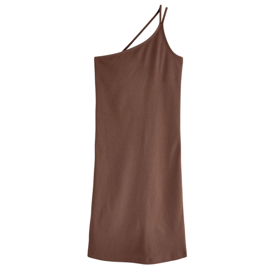 Next Brown Double Strap One Shoulder Dress