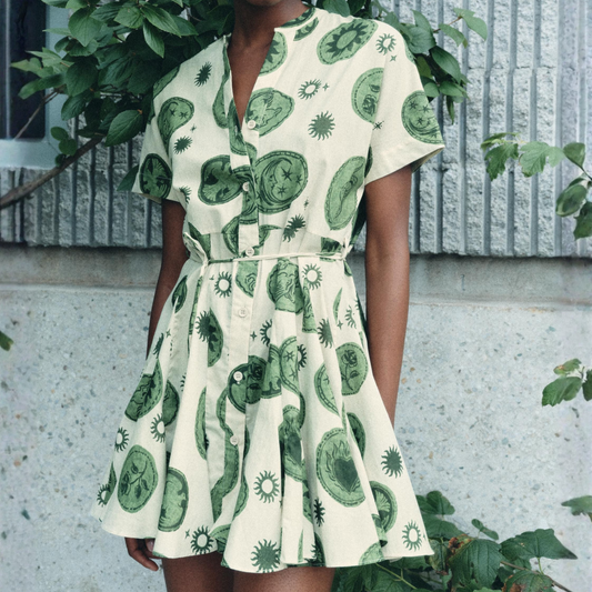 Zara Green Patterned Mini Dress