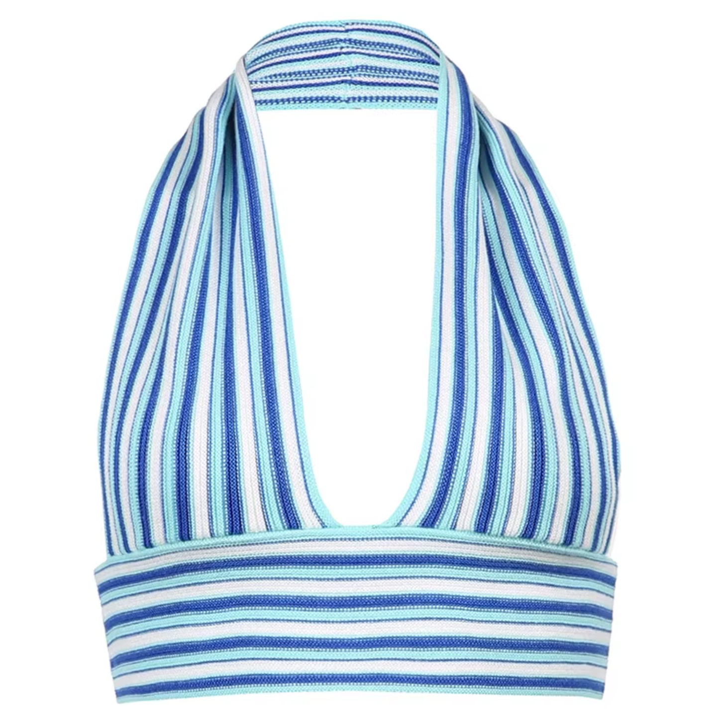 Blue Striped Halterneck Top