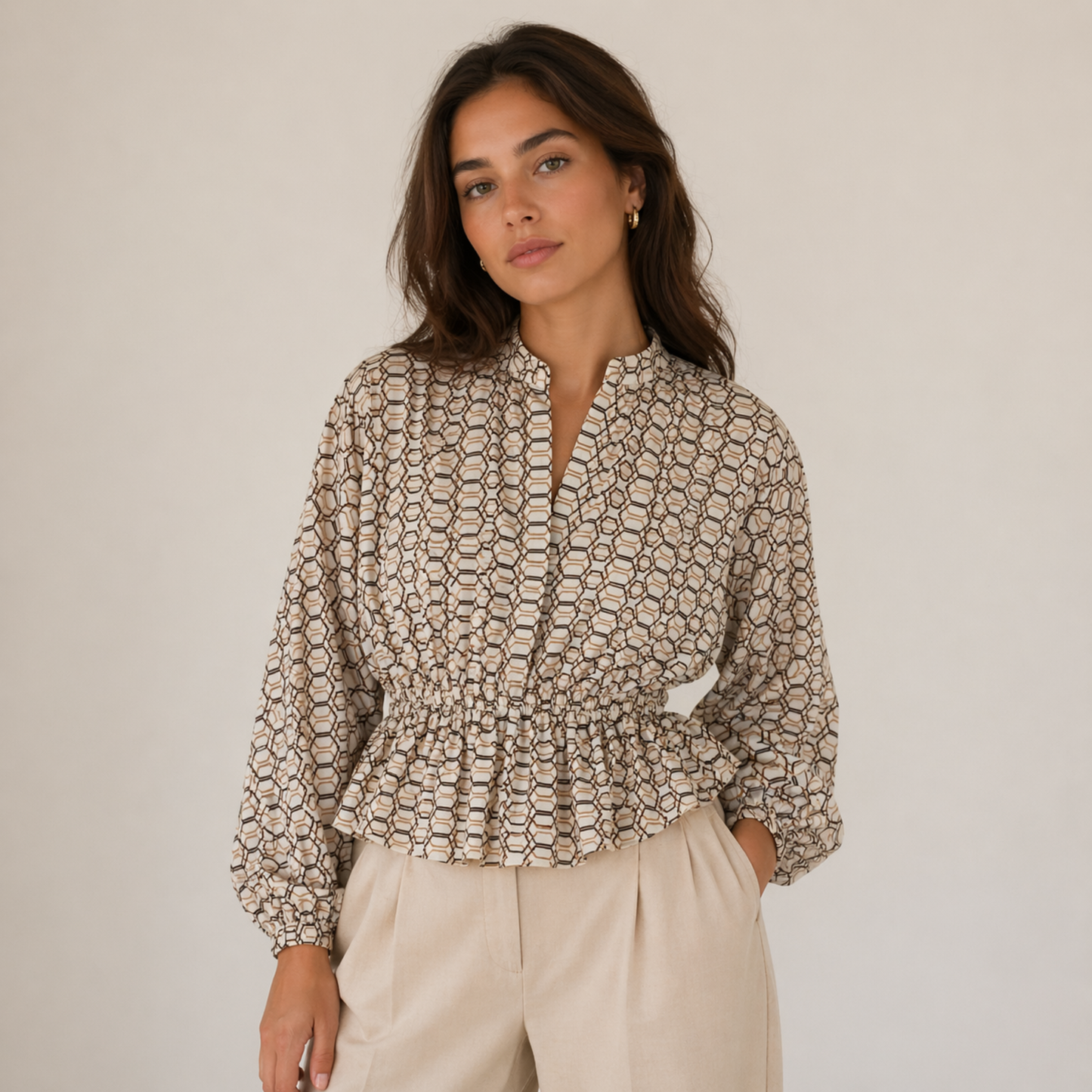 Geometric Pattern Satin Shirt