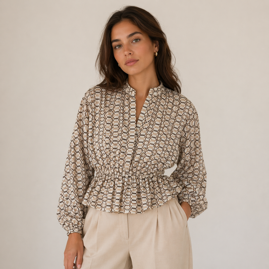 Geometric Pattern Satin Shirt