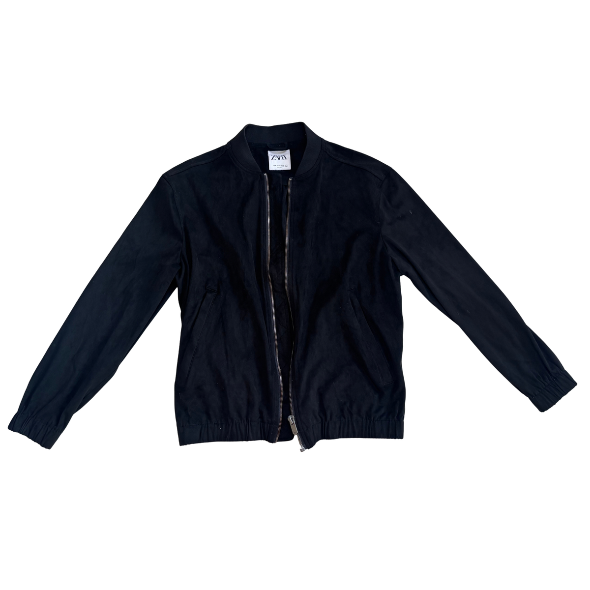 Zara Black Suede Bomber Jacket