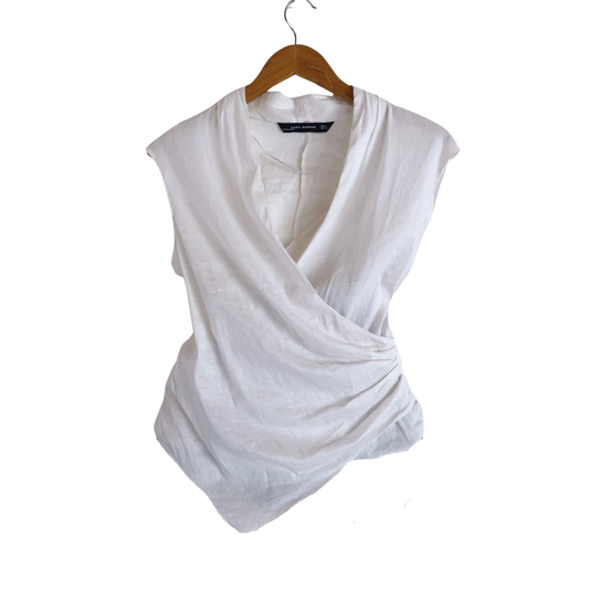 Zara Draped Linen Top