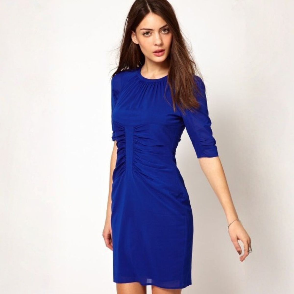 Whistles Blue Fitted Midi Dress