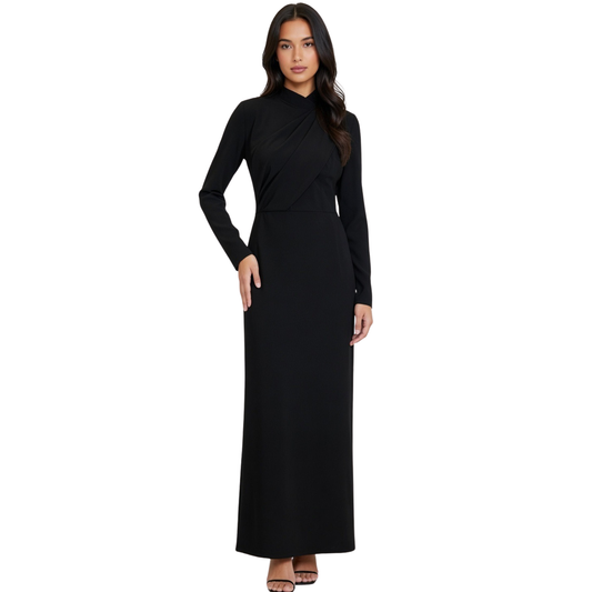 PLT Black Long Sleeve Midi Dress