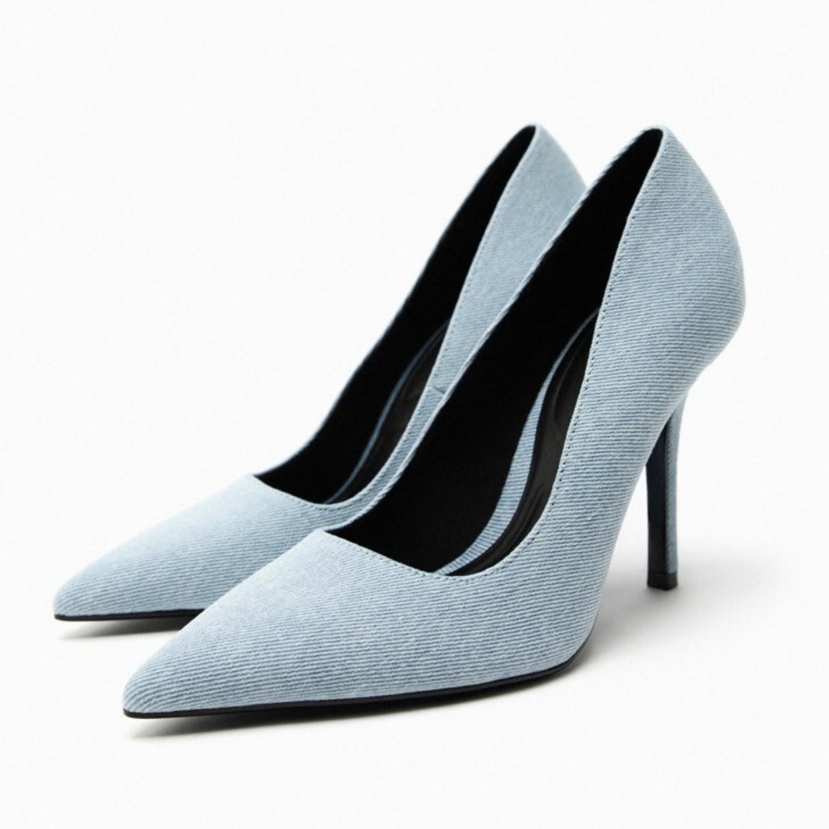 Zara Denim Pointed Toe Heels