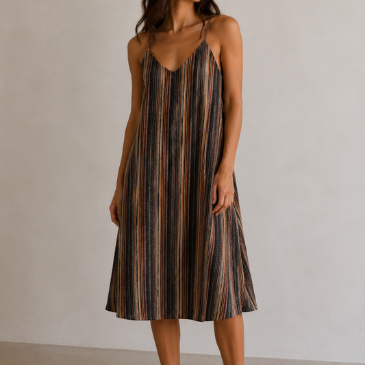 Zara Striped Flowy Midi Dress