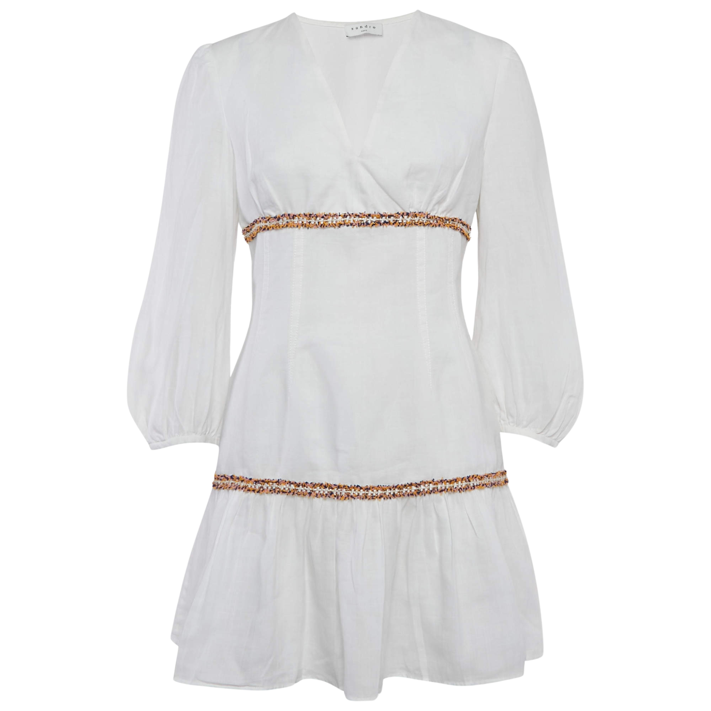 Sandro White Long Sleeve Mini Dress