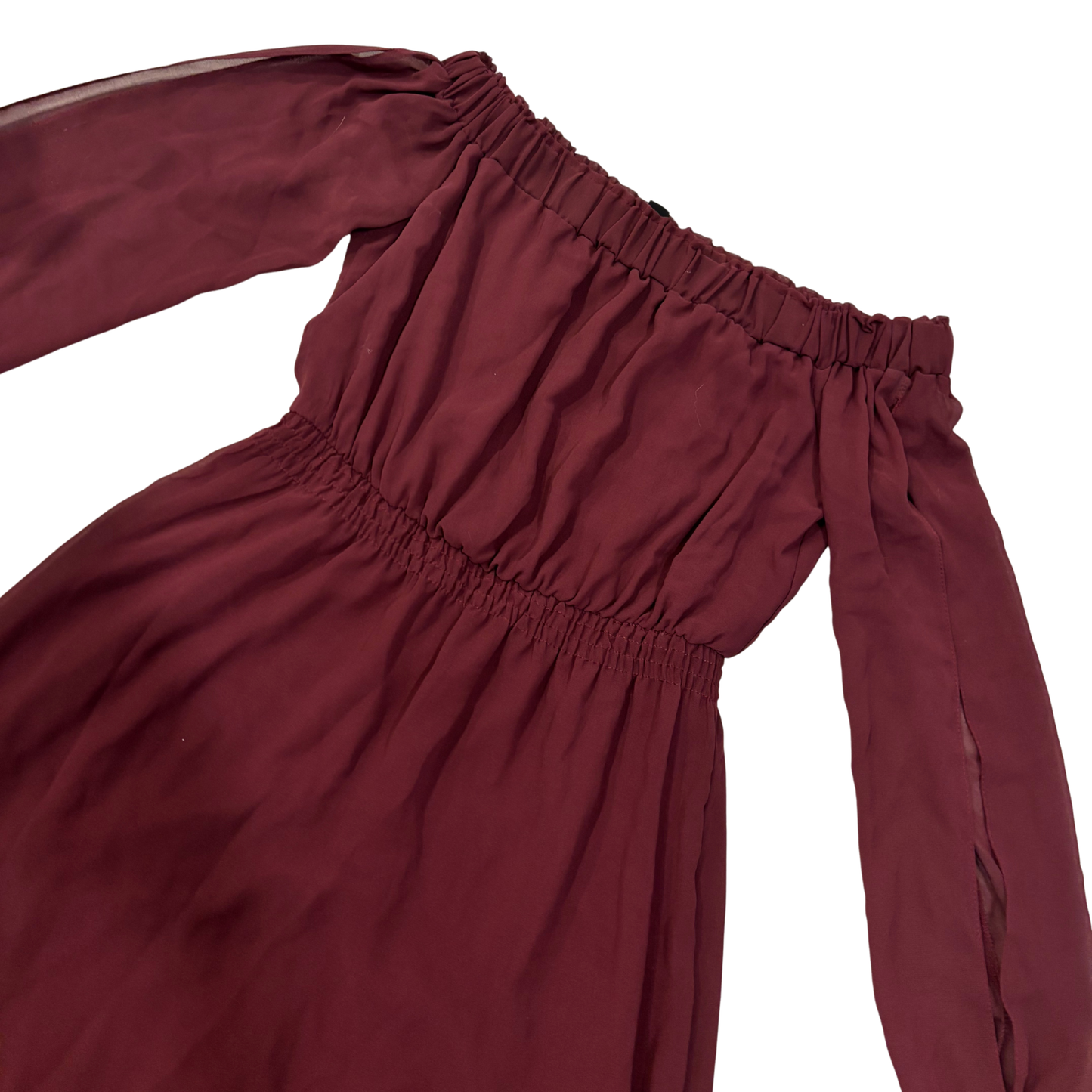 Off Shoulder Burgundy Mini Dress